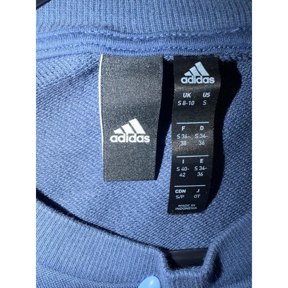 Adidas Womens Blue Sweatshirt W/ Side Slits Small Like New